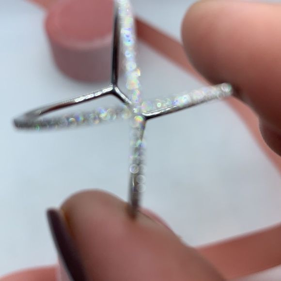 X micropaved diamond saintly minimalist ring - Picture 10 of 12